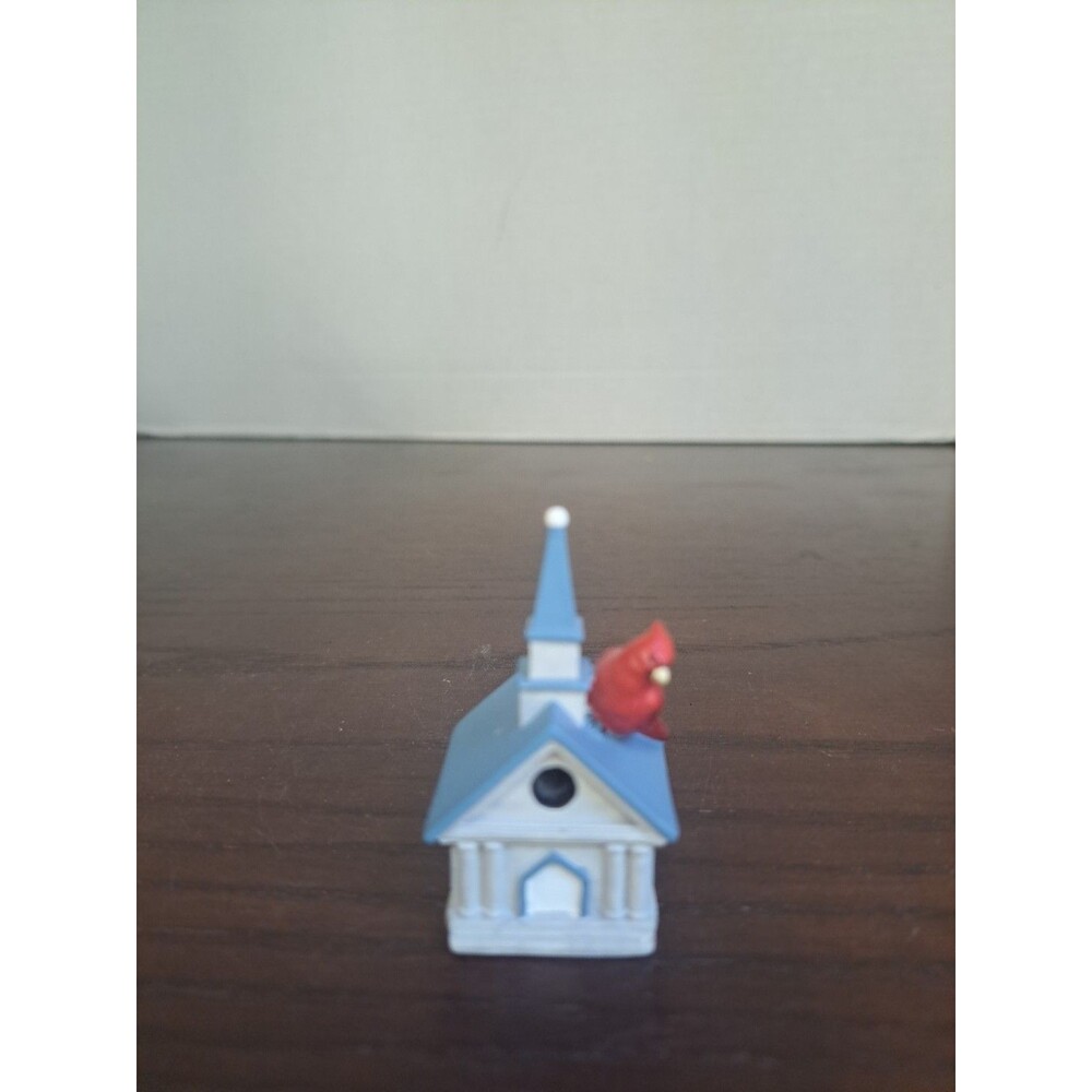 Lenox Miniature Birdhouse Church With Cardinal Figurine